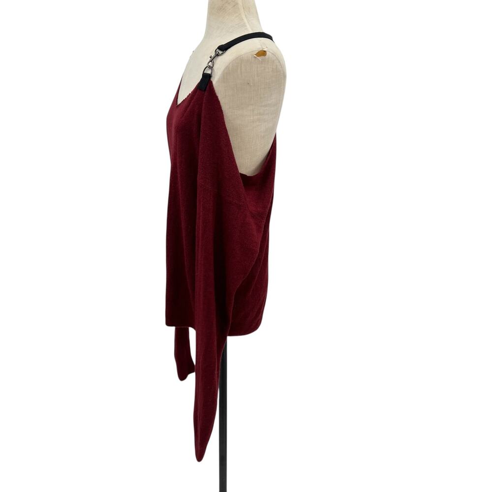 Furst of a Kind‎ Sweater Cold Shoulder Harness Buckle Red One Size - Picture 7 of 11